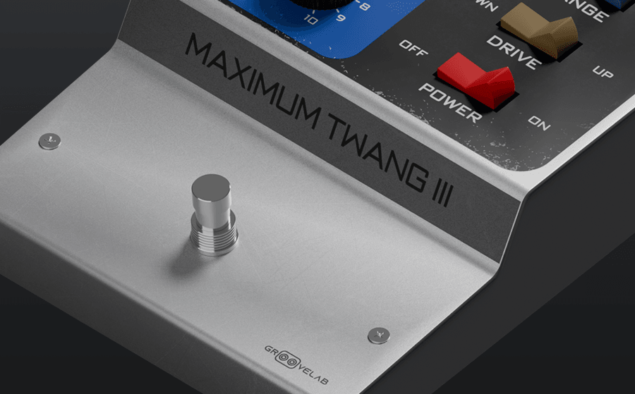 MT-III footswitch and Maximum Twang III nameplate close-up